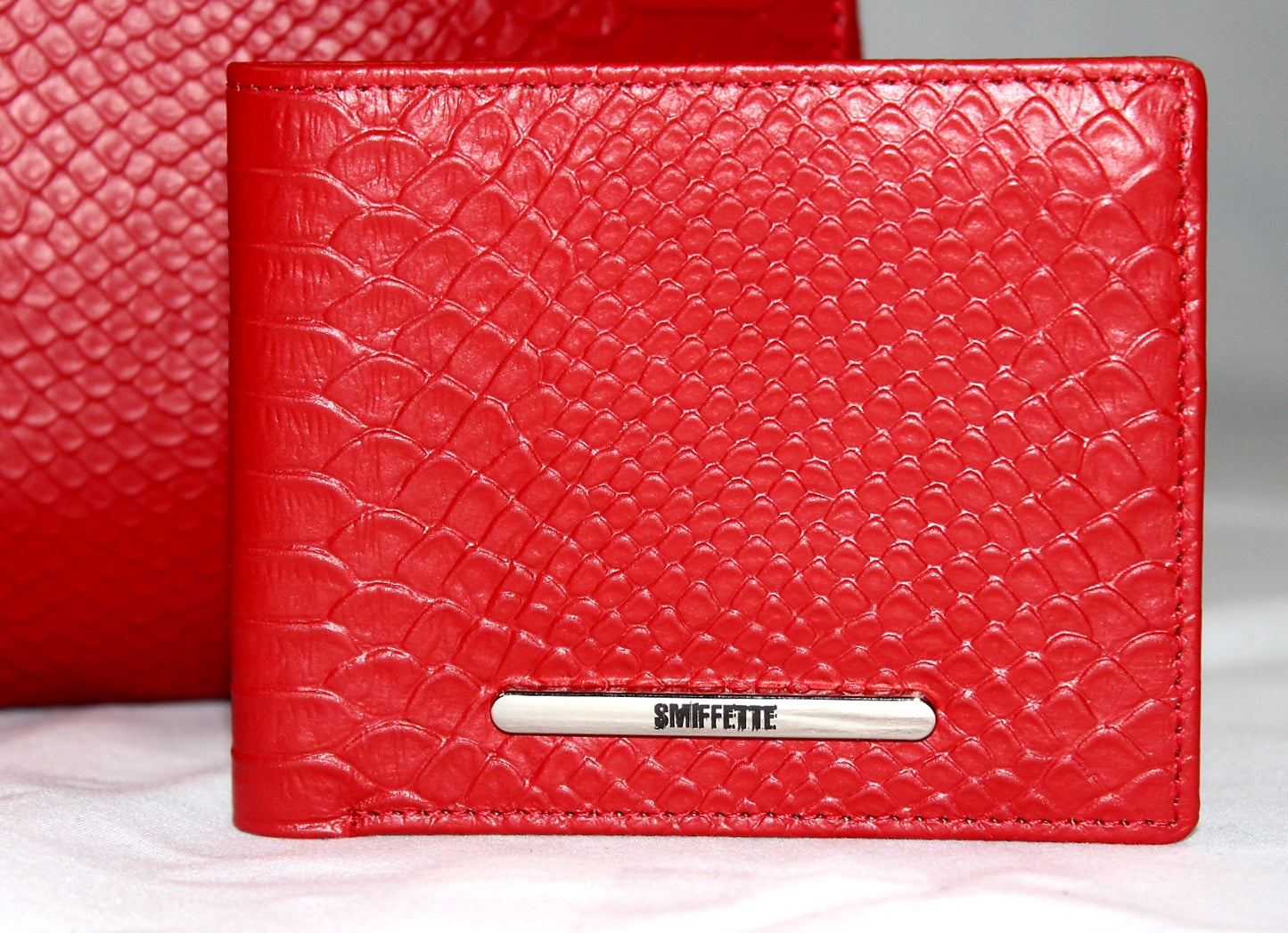 WMC Crocodile Embossed Pocket Wallet - Crimson Red