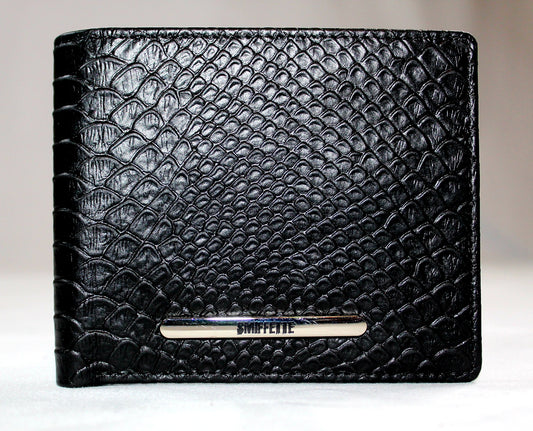 WMC Crocodile Embossed Pocket Wallet - Charcoal