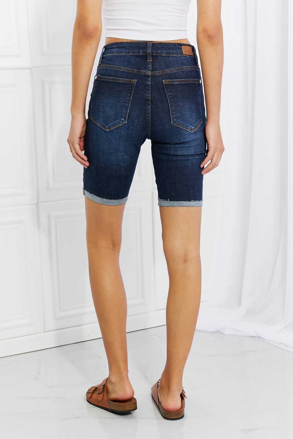 High Rise Patch Bermuda Shorts