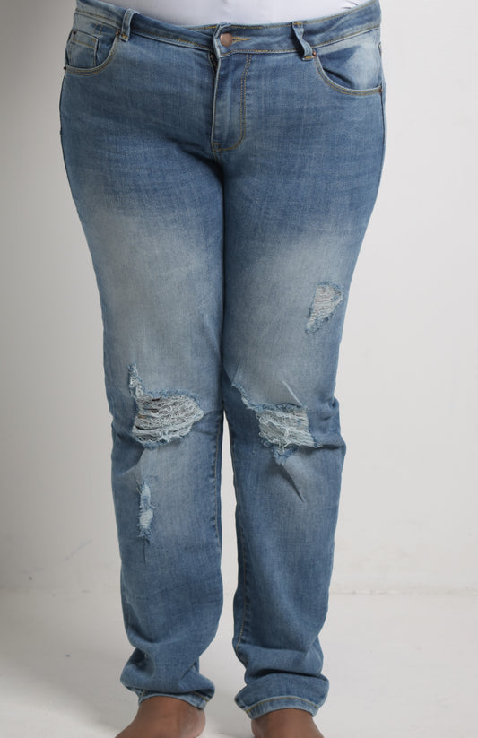 BFF Nikki Distressed Stretch Jeans (Curvy+)