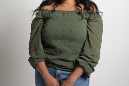 Casual "Rosette" Off Shoulder Blouse