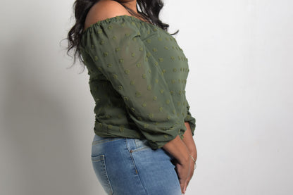 Casual "Rosette" Off Shoulder Blouse