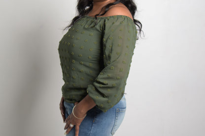 Casual "Rosette" Off Shoulder Blouse