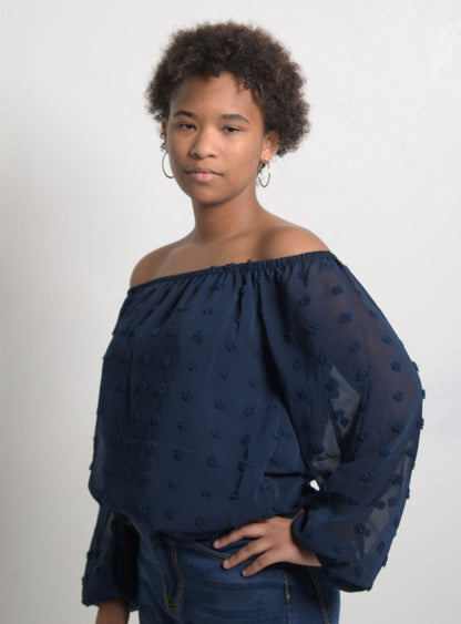 Casual "Rosette" Off Shoulder Blouse