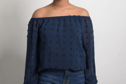 Casual "Rosette" Off Shoulder Blouse