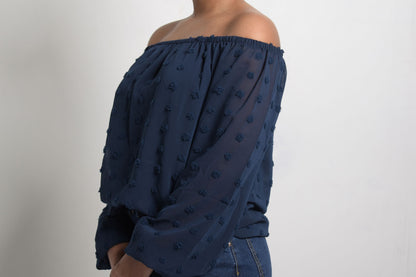 Casual "Rosette" Off Shoulder Blouse