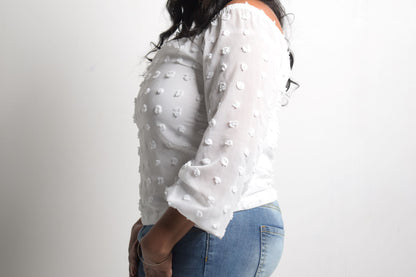 Casual "Rosette" Off Shoulder Blouse