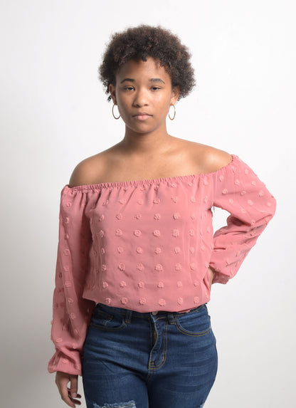 Casual "Rosette" Off Shoulder Blouse