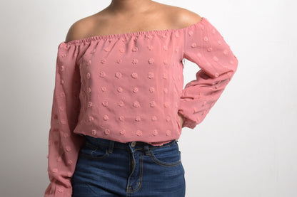 Casual "Rosette" Off Shoulder Blouse