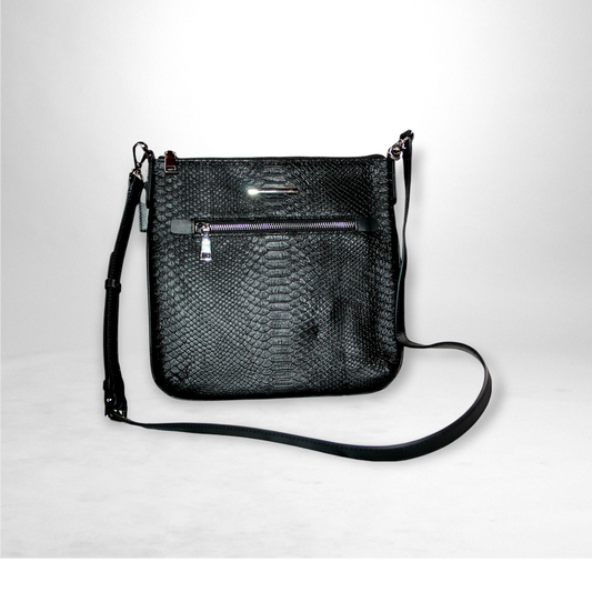 WMC Crocodile Embossed Crossbody Pouch - Charcoal